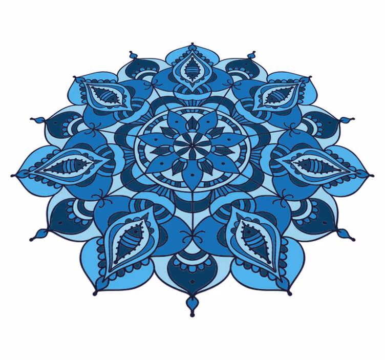 Floral rug in lotus blue mandala design - TenStickers