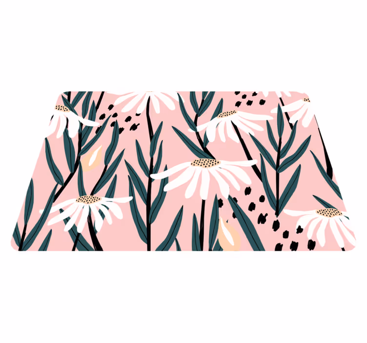 Floral rug with daisies on a pink background - TenStickers