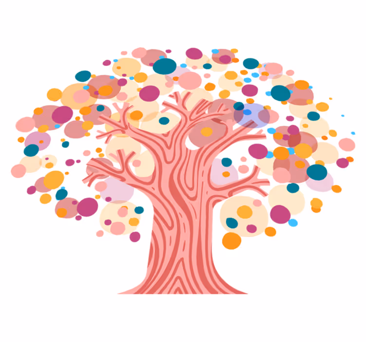 Floral rug with colorful tree silhouette - TenStickers