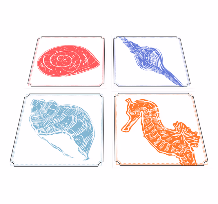 Floral rug with ocean life designs - TenStickers