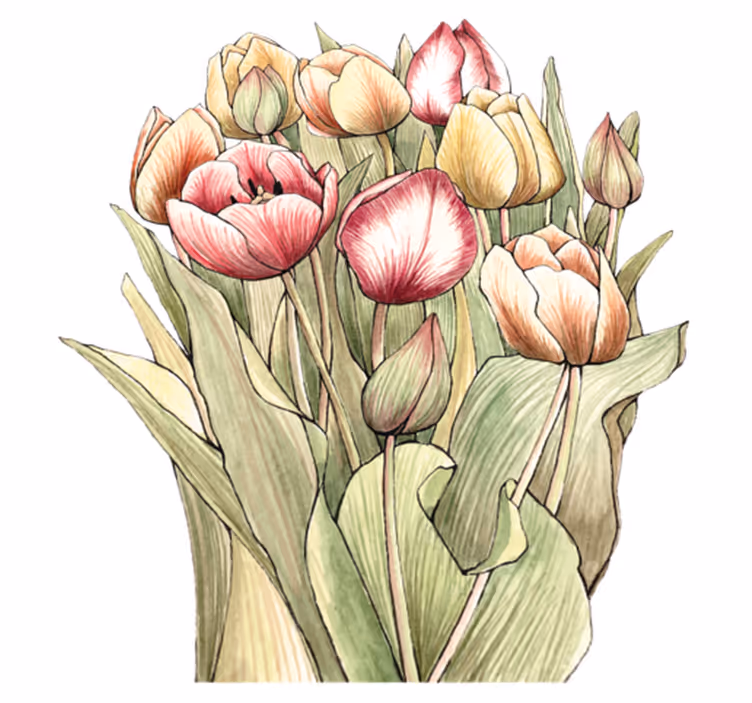 Floral rug colorful tulip bouquet - TenStickers