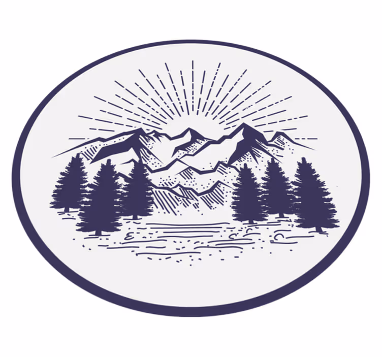 Floral rug with mountain scenery design - TenStickers