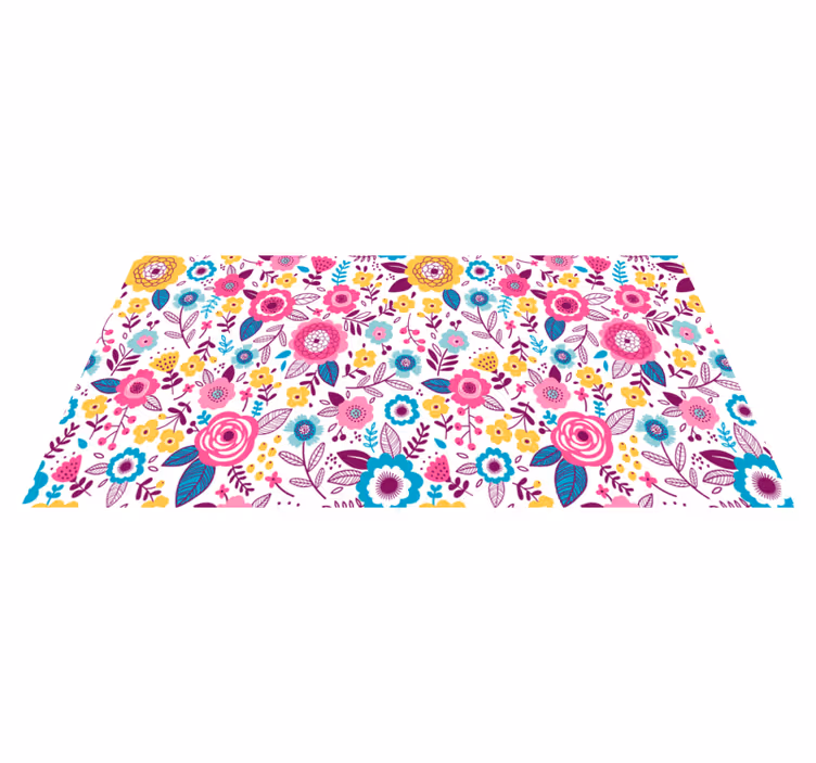 Floral rug with kallax pink flowers design - TenStickers