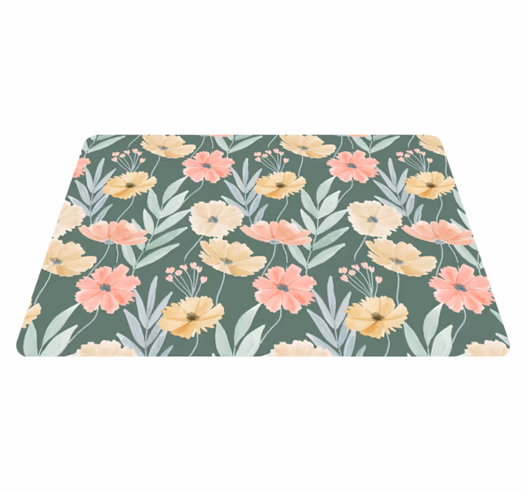 Floral rug with original watercolor floral pattern - TenStickers