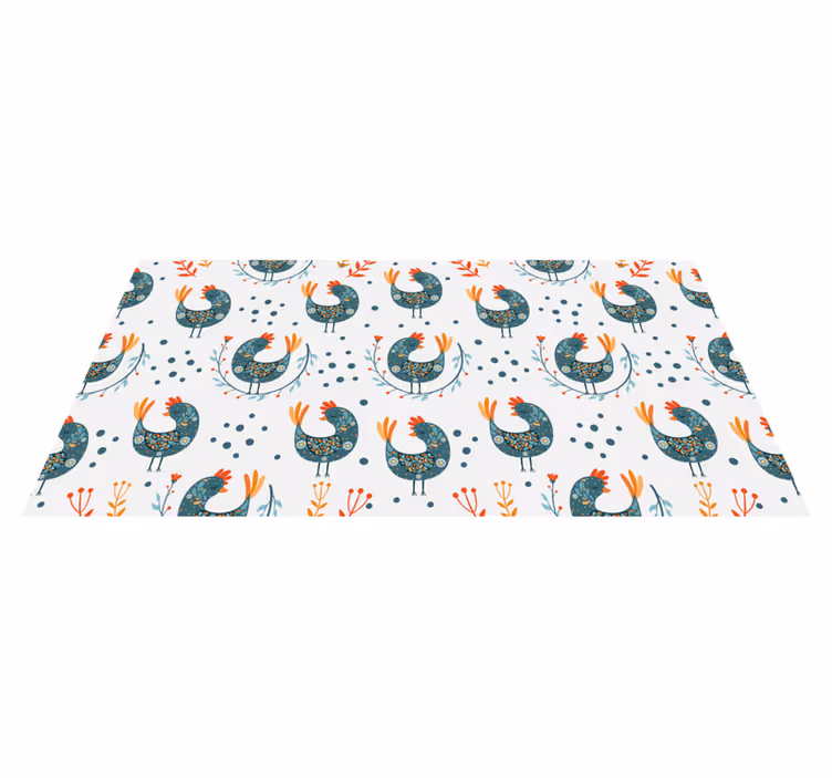 Floral rug with chickens and flowers design - TenStickers