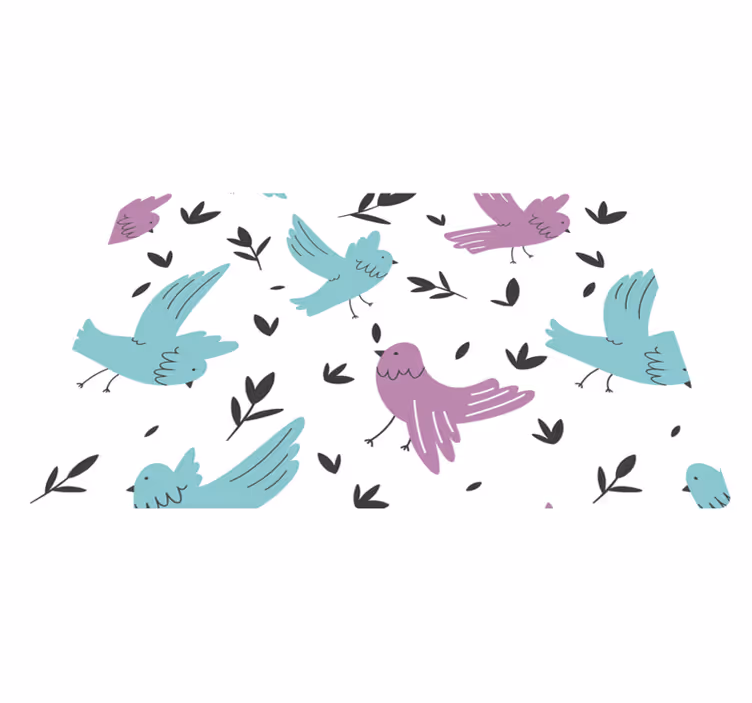 Animal mat blue and purple birds design - TenStickers