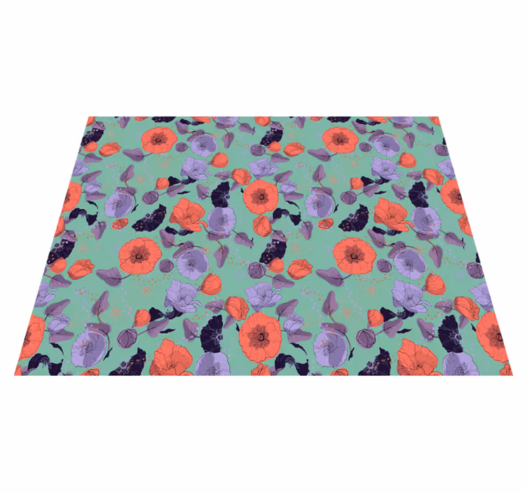 Floral rug with elegant poppies design - TenStickers