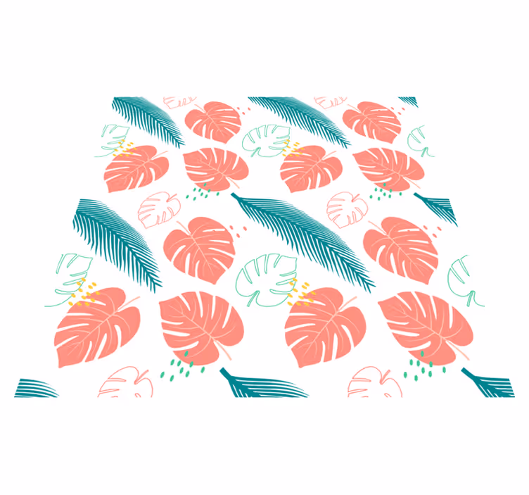 Pink tropical leaves patterned floral rug - TenStickers