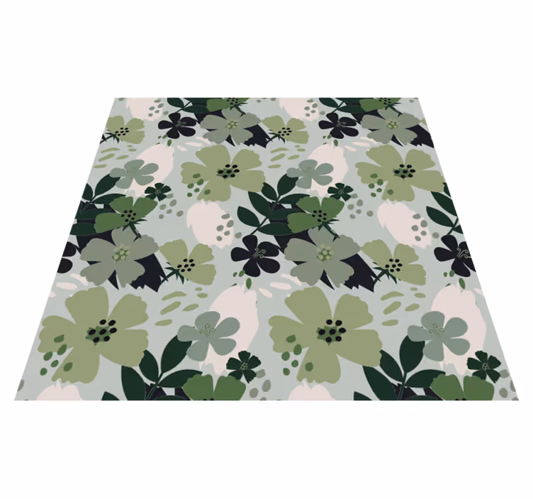 Floral rug with green leaf tones pattern - TenStickers