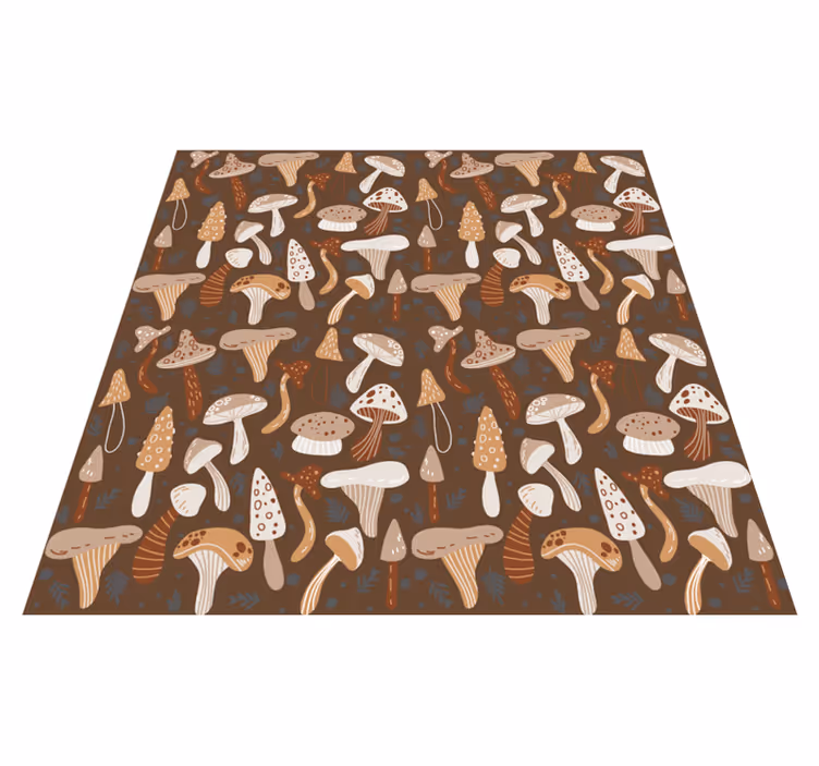 Floral rug with forest mushrooms on brown background - TenStickers