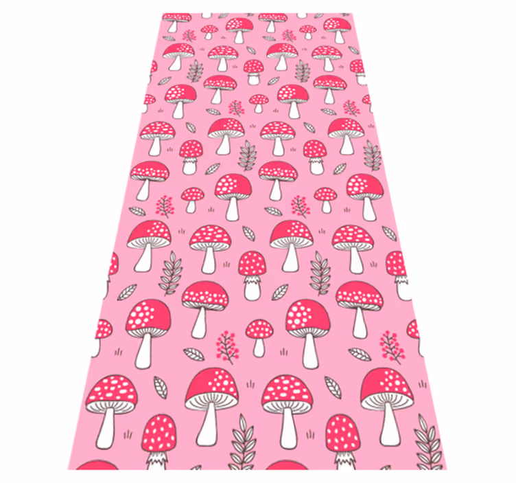 Floral rug with classical pink mushrooms design - TenStickers