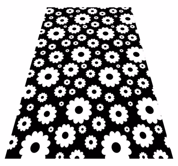 Floral rug with black and white daisies - TenStickers