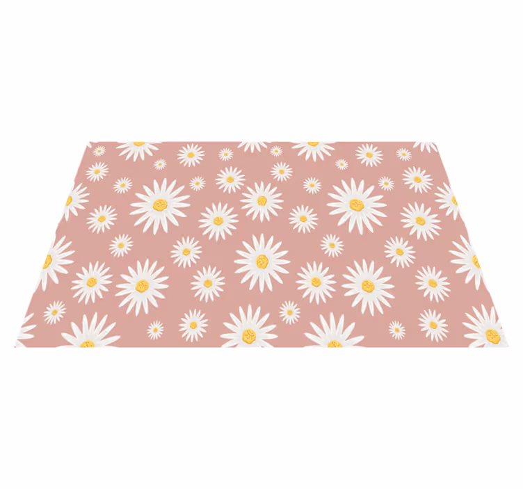 Floral rug with cute pink daisy pattern - TenStickers