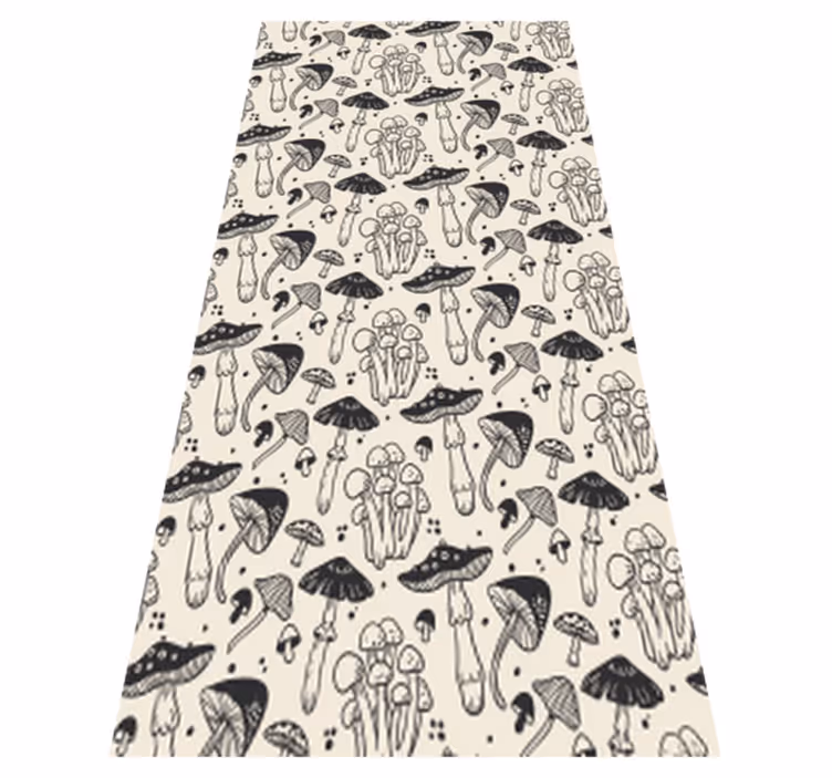 Floral rug with black mushroom drawing pattern - TenStickers