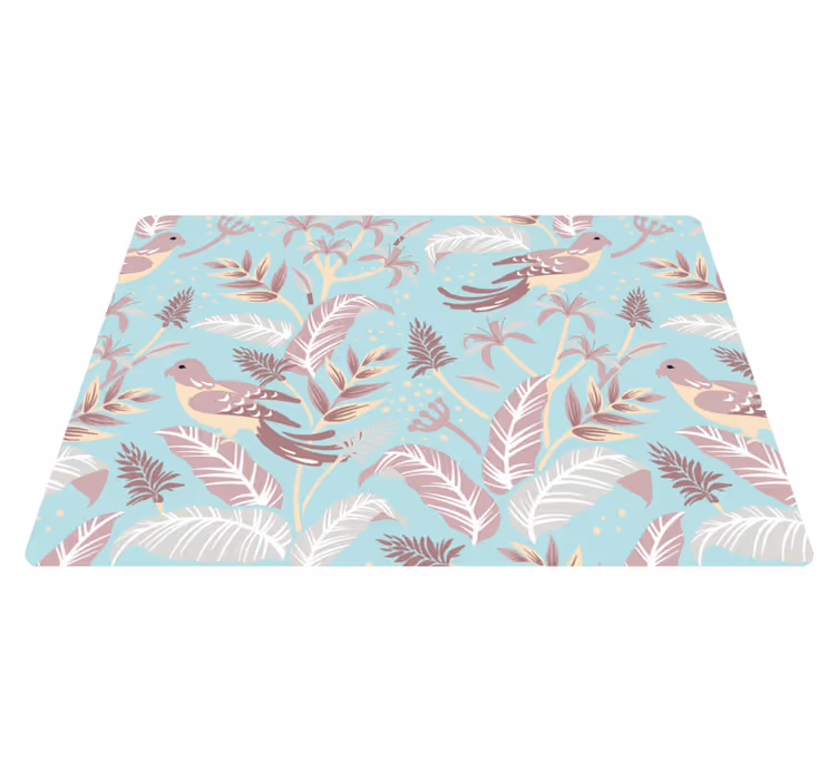 Floral rug in blue and pink floral design - TenStickers
