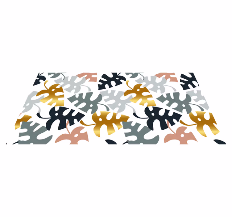Floral rug with golden and multicolor leaves - TenStickers