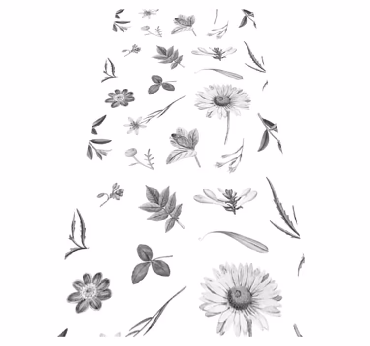 Floral rug with gray spring flowers - TenStickers