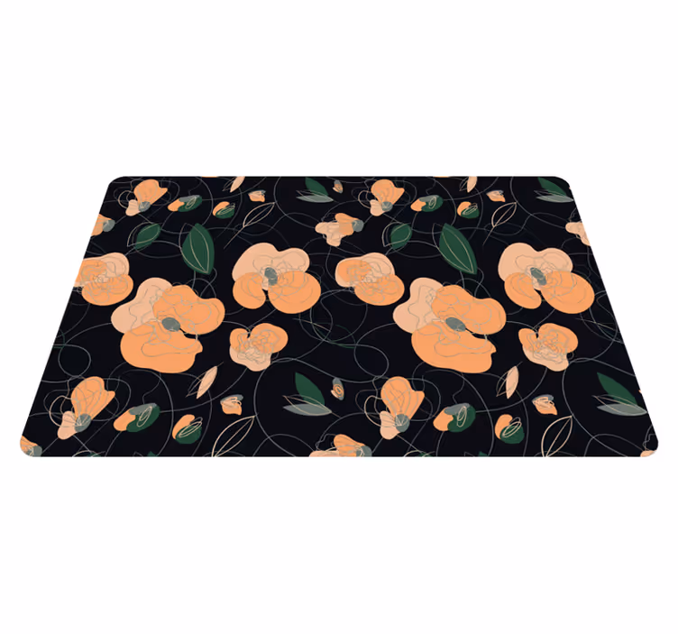 Floral rug with dark vivid flora and fauna pattern - TenStickers