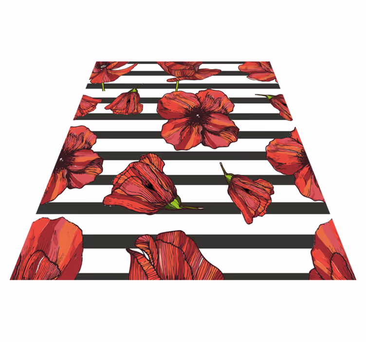 Floral rug with polish poppy plants design - TenStickers