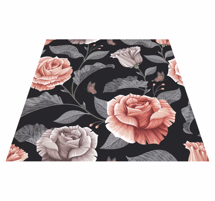 Floral rug with roses pattern - TenStickers