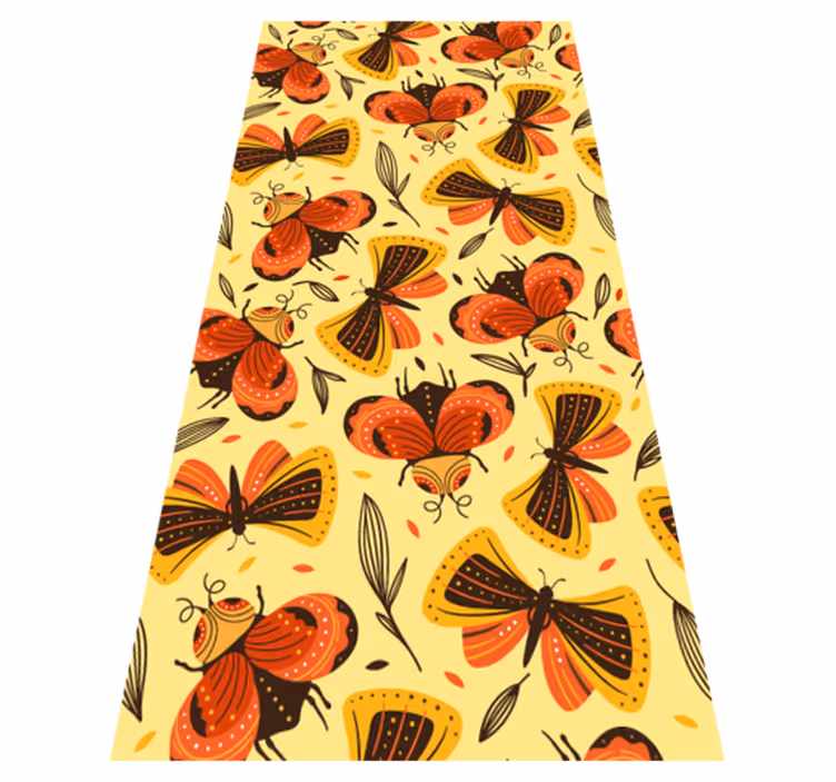 Floral rug featuring a butterfly on a flower - TenStickers