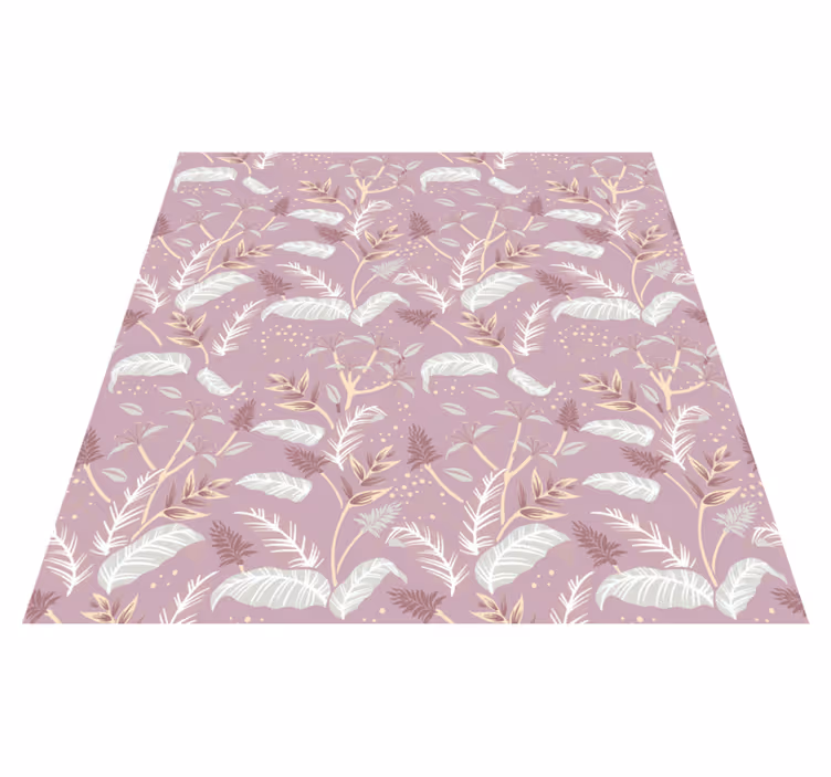 Floral rug in vintage pink tropical leaf design - TenStickers