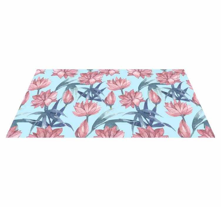 Flower rug blue watercolor flowers - TenStickers