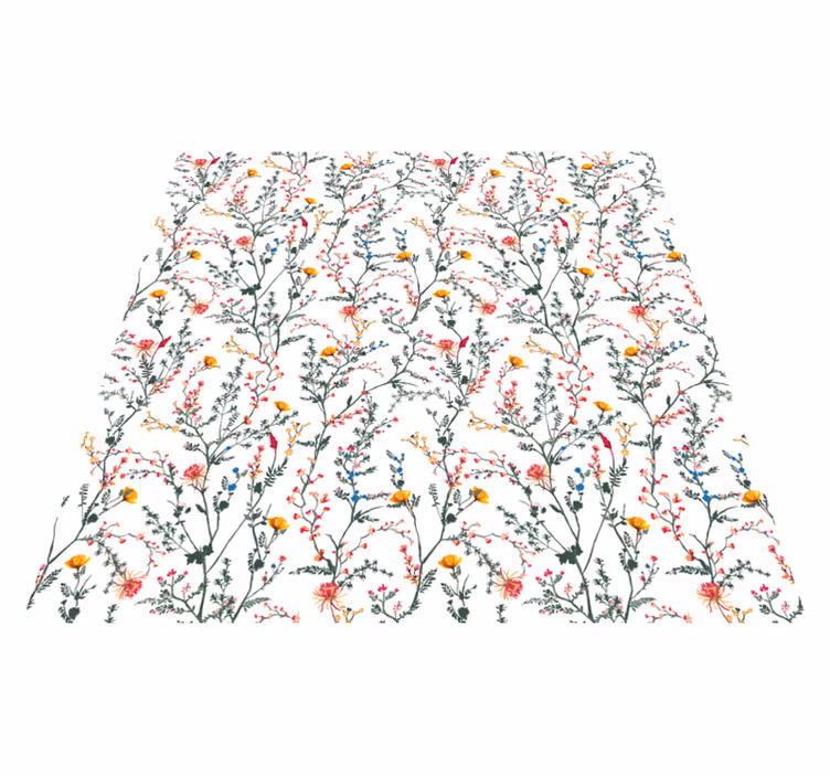 Floral rug with delicate minimalist garden blooms - TenStickers
