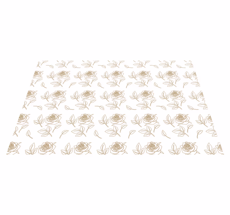 Floral rug with detailed rose pattern on beige background - TenStickers