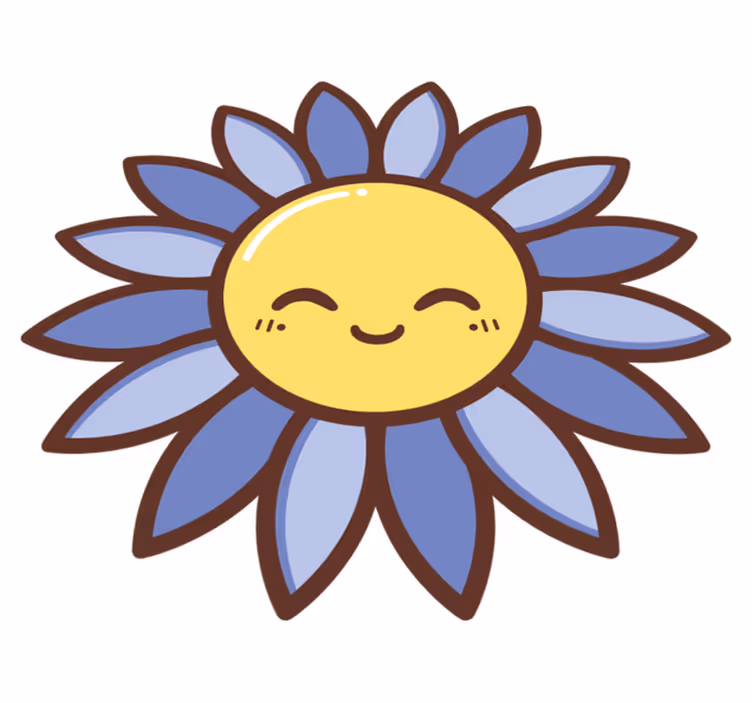 Floral rug in silhouette of a happy purple flower - TenStickers