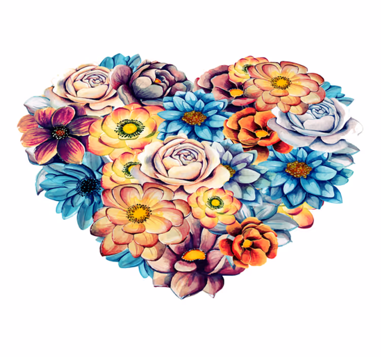 Floral rug heart of blossoms - TenStickers