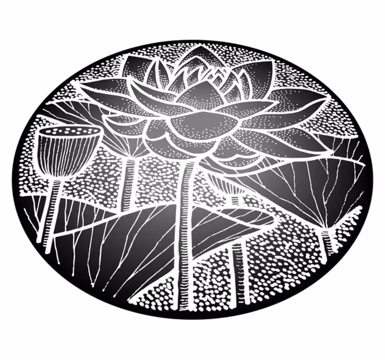 Floral rug in traditional lotus flower style - TenStickers