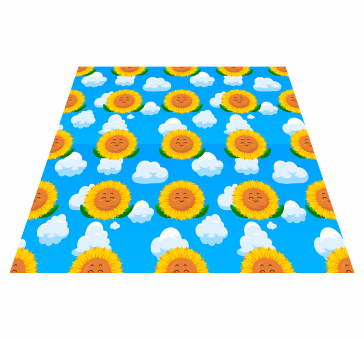 Floral rug with a cheerful yellow smiling flower - TenStickers