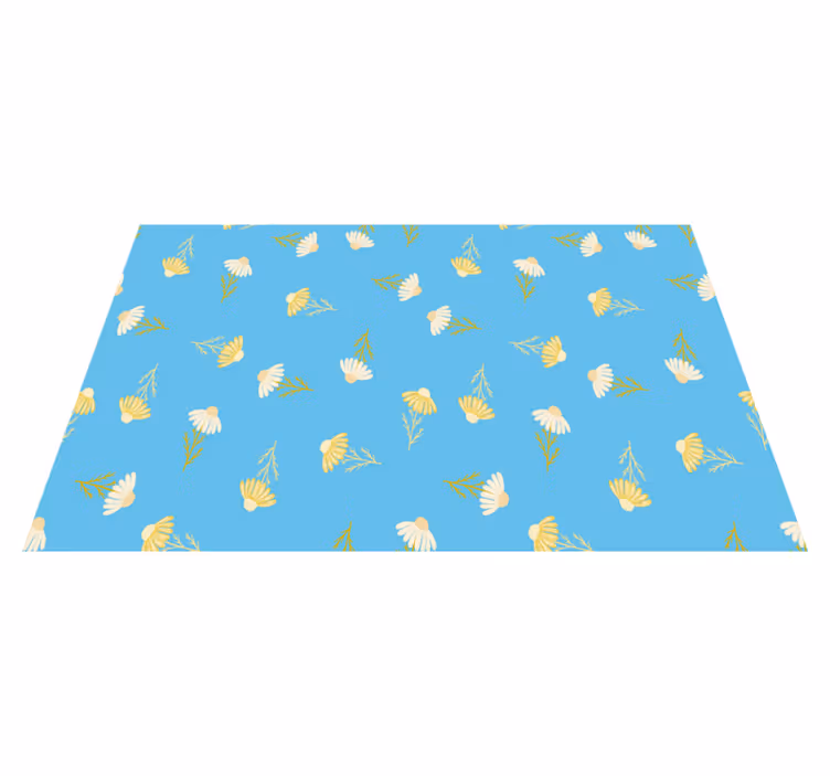 Floral rug with daisy pattern on blue background - TenStickers