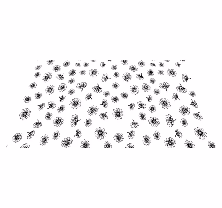 Floral rug with outlined daisy flowers design - TenStickers