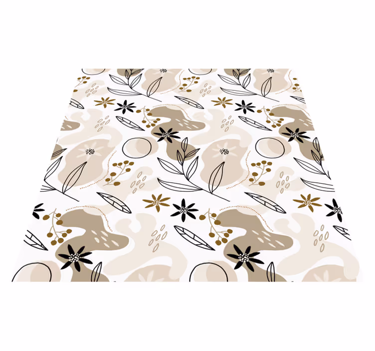 Floral rug with stylish pink and beige leaf pattern - TenStickers
