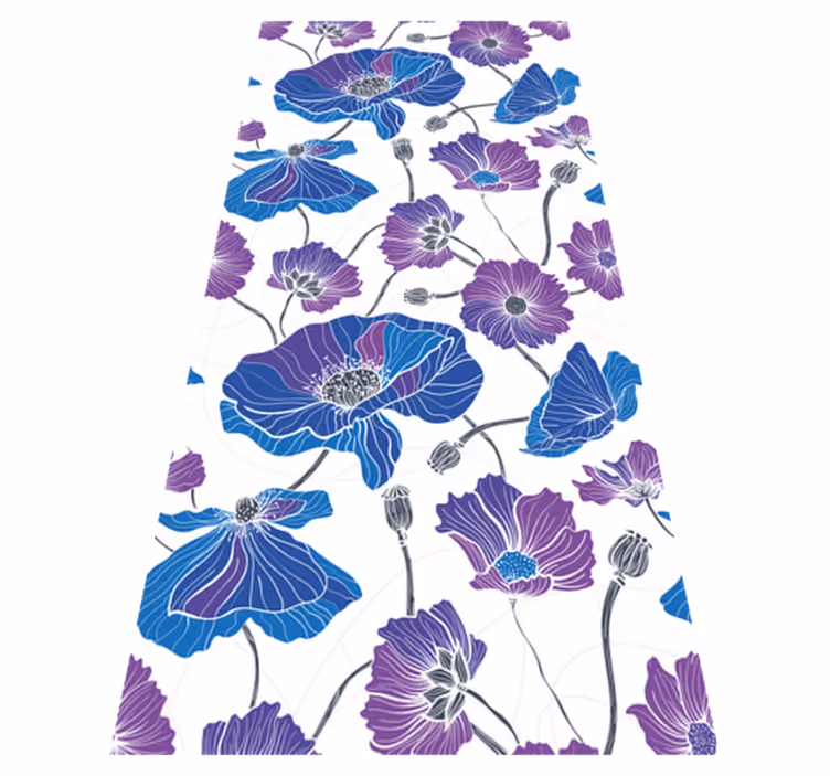 Floral rug with blue and purple garden flowers - TenStickers