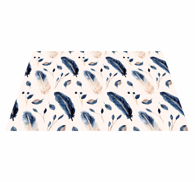 Floral rug with floating leaves and feathers - TenStickers