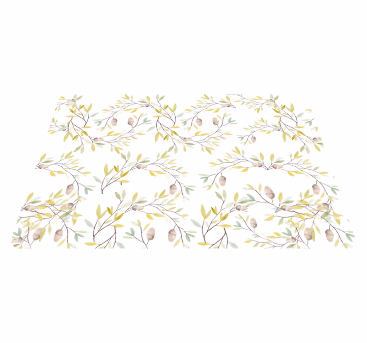 Floral rug with original watercolor green leaves pattern - TenStickers