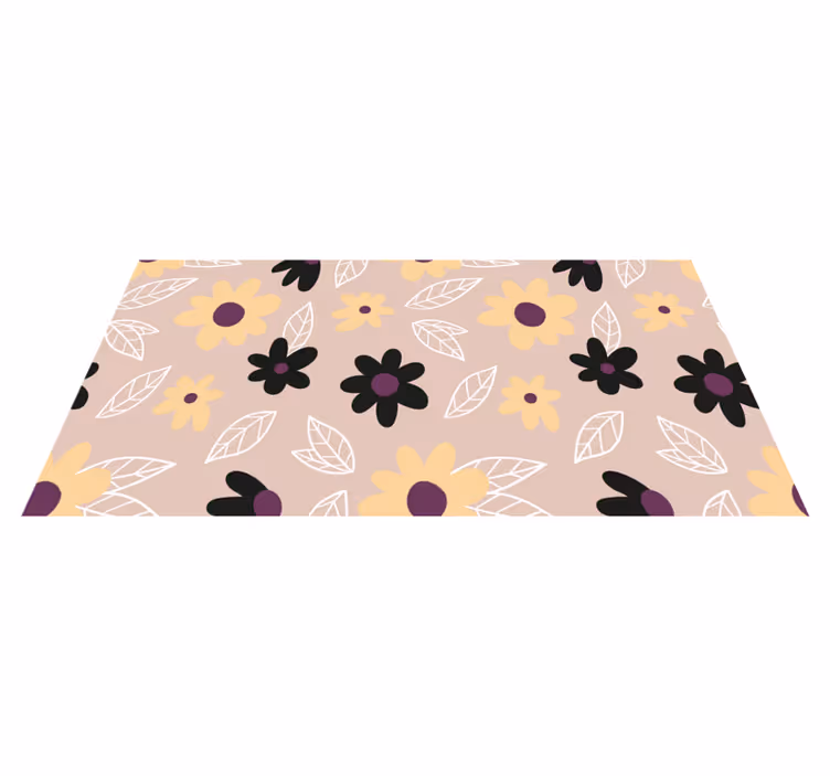 Floral rug with vibrant flowers on beige backdrop - TenStickers