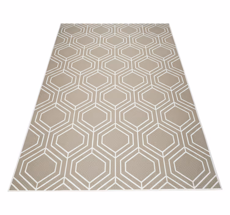 Geometric rug with honeycomb woven pattern - TenStickers