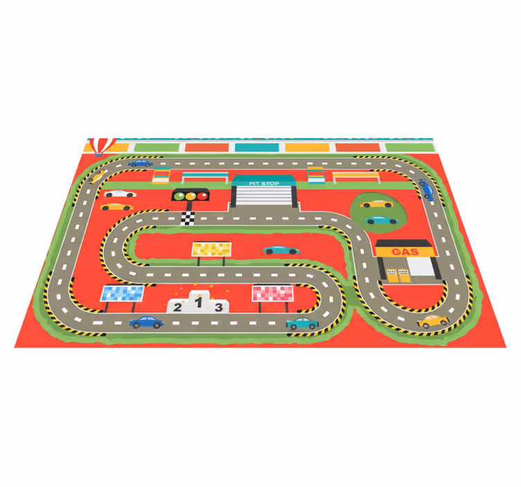 Road map rug colorful cartoon race track - TenStickers