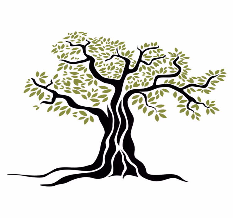 Floral rug featuring a black olive tree with green leaves - TenStickers