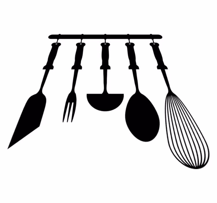 Kitchen vinyl mat for hanging kitchen utensils - TenStickers
