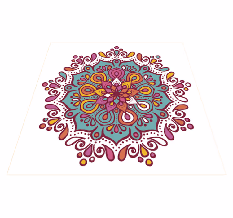 Colorful tiled mandala kitchen vinyl mat - TenStickers