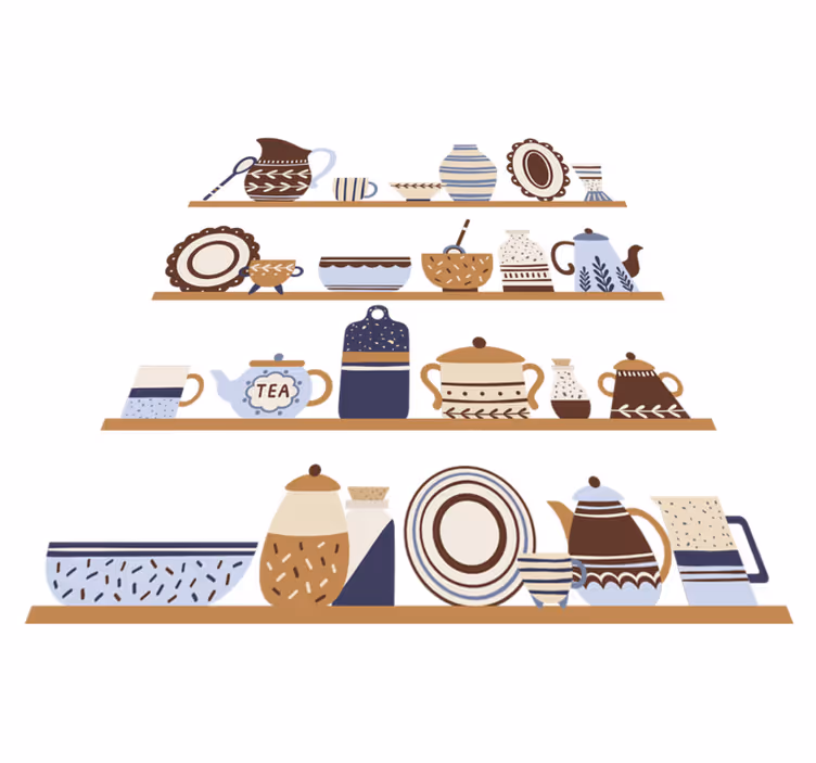 Kitchen vinyl mat for shelves with dishes - TenStickers