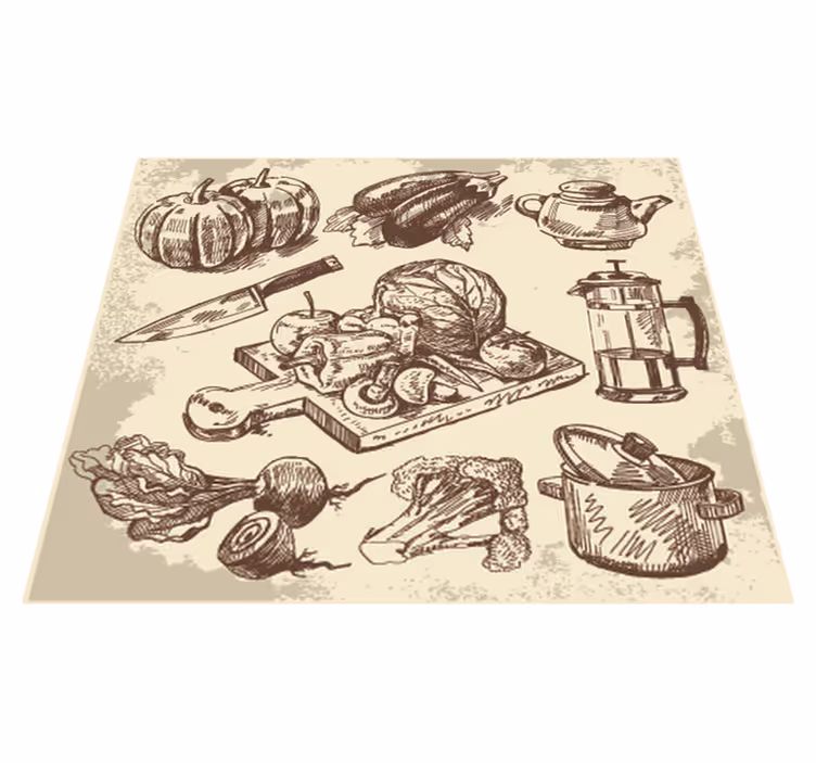 Vintage illustration kitchen vinyl mat - TenStickers