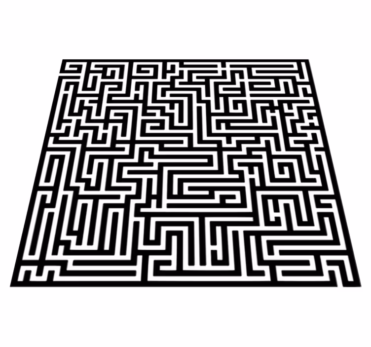 Dining room rug in black and white maze design - TenStickers