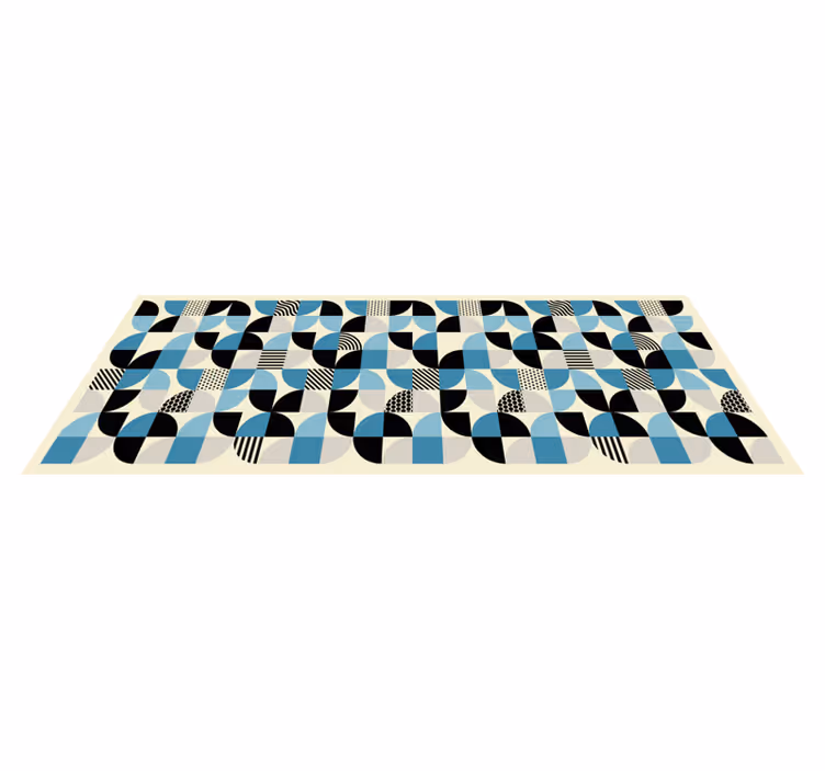 Dining room rug in retro blue bauhaus pattern - TenStickers