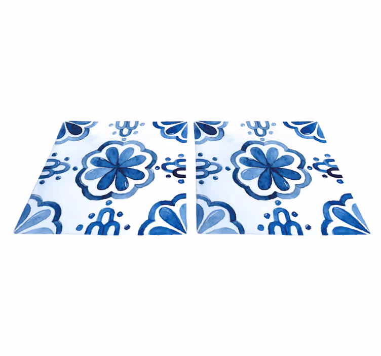Dining room rug with floral cement tile patterns - TenStickers